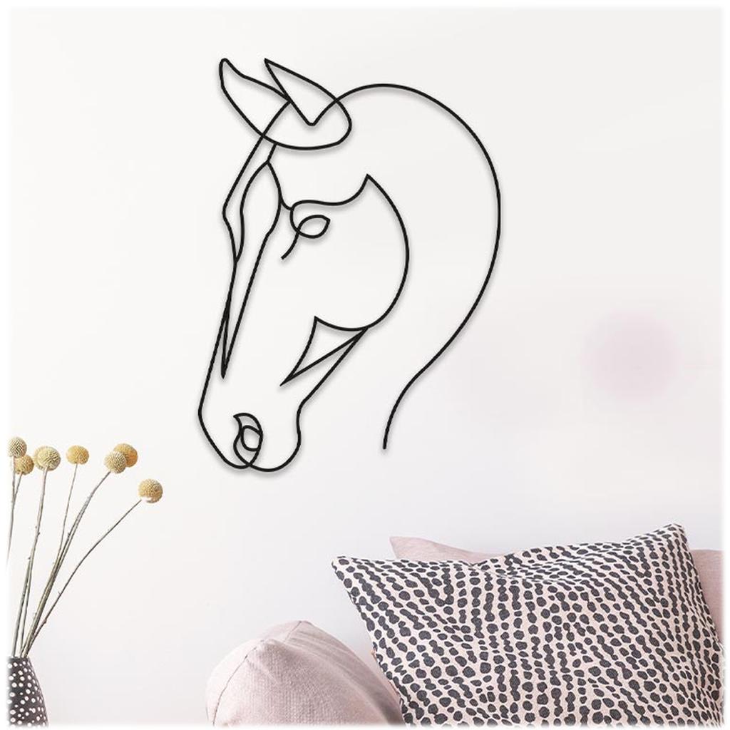 Les Trésors De Lily [A3242] - XXL Metal Decoration 'Horse' Black - 70x51 Cm