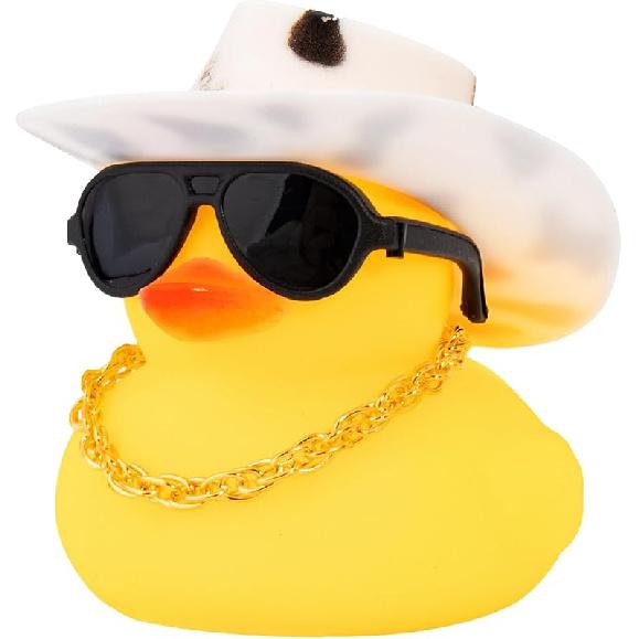 Wonuu Rubber Duck Car Ornaments Yellow Duck Car Dashboard Decorations with Propeller Helmet for Christmas Decor and Home Decorations for Adults