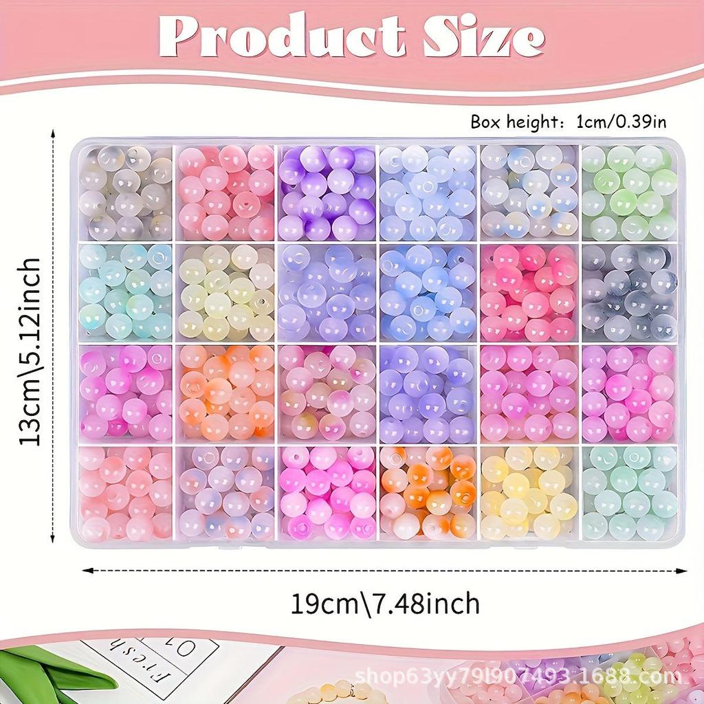 24-Kleuren 8mm Kristal Glas Kralen Set voor Sieraden Maken - 240/480 Stuks