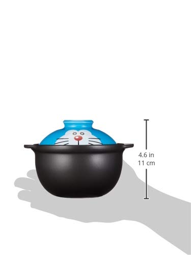 Doraemon" Face Earthenware Pot, Single-Serving, Blue, 650ml, 009156