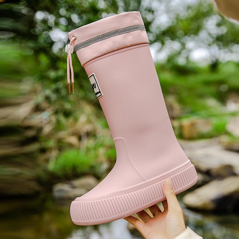 New Fashion High Tube Thick-soled Rain Boots Women's Outer Wear Bundle Non-slip Water Shoes Warm Rain Shoes Waterproof Glue Shoes Fashion