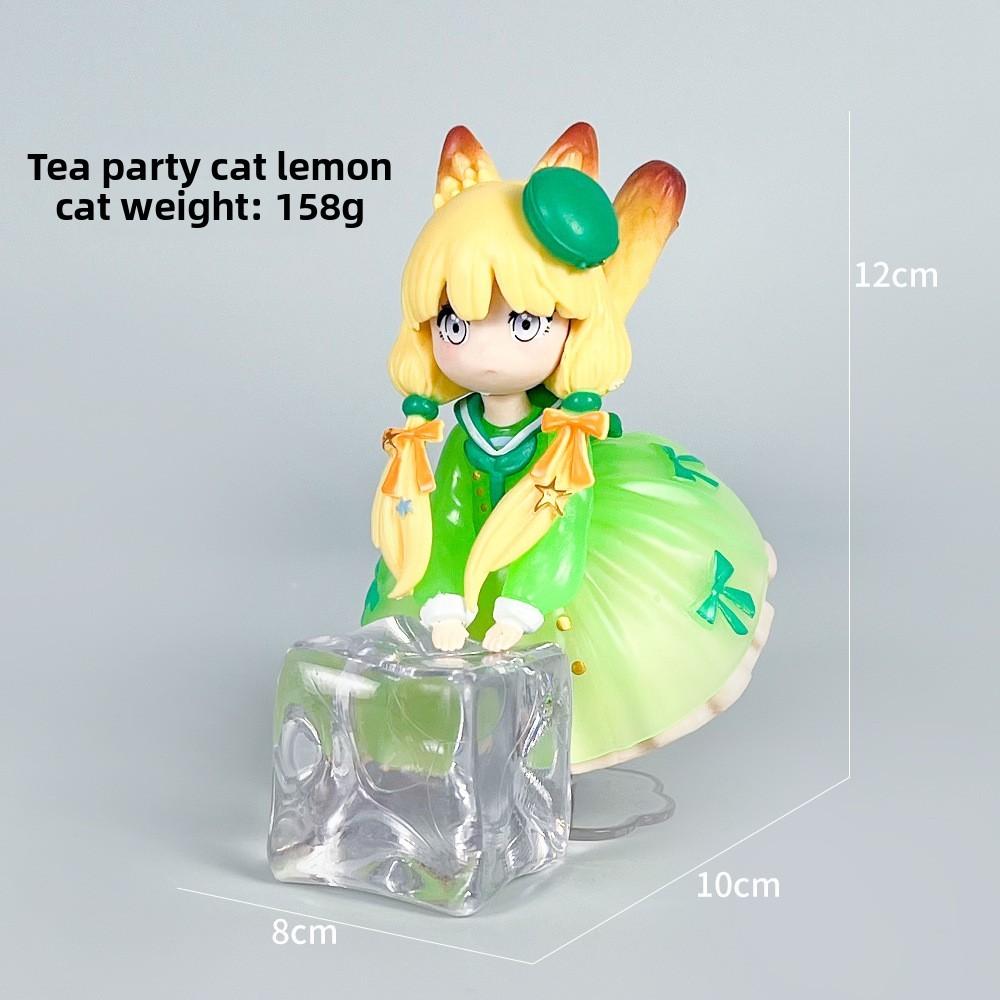 

Ribose Dlc Series Tea Party Cat Cartoon Pvc Model With Cute Design For Collectors Lemon