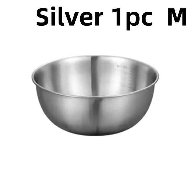 17/19/22CM Rustfritt Stål Salatskåler Egg Mel Miksebolle Frukt Grønnsak Nudelbeholder for Kjøkken Borddekning Bakeverktøy