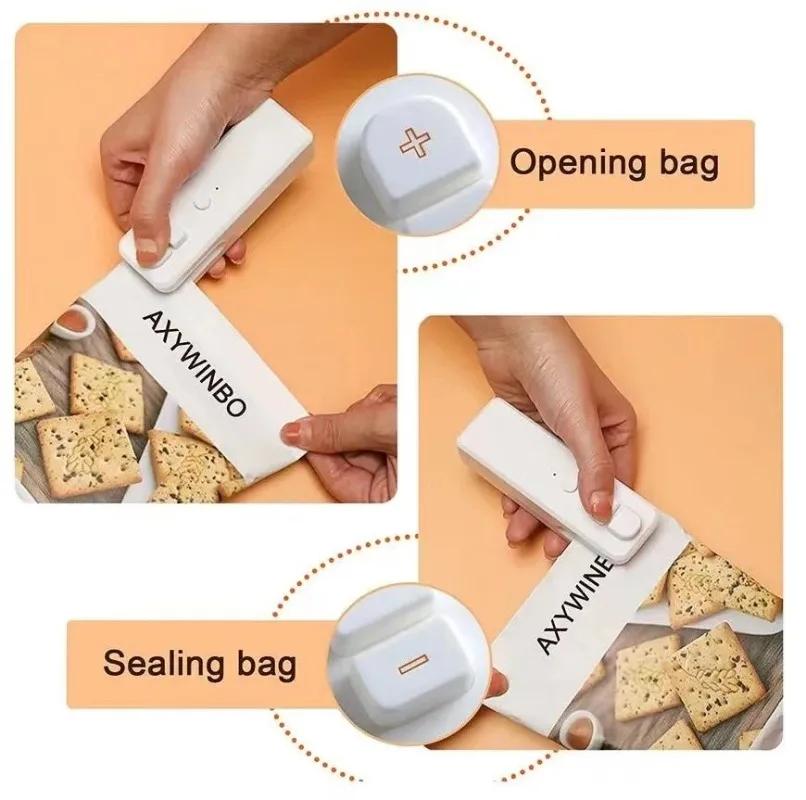 Mini Plastic Bag Sealer 2 in 1 Snacks Bag Sealing and Cutting Machine Portable Rechargeable Sealer for Food Packing Bag Home Use