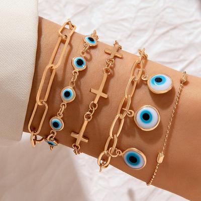 Cross Border Jewelry Niche Personality Devil's Eye Pendant Bracelet Women's Jewelry Cross Bracelet Set