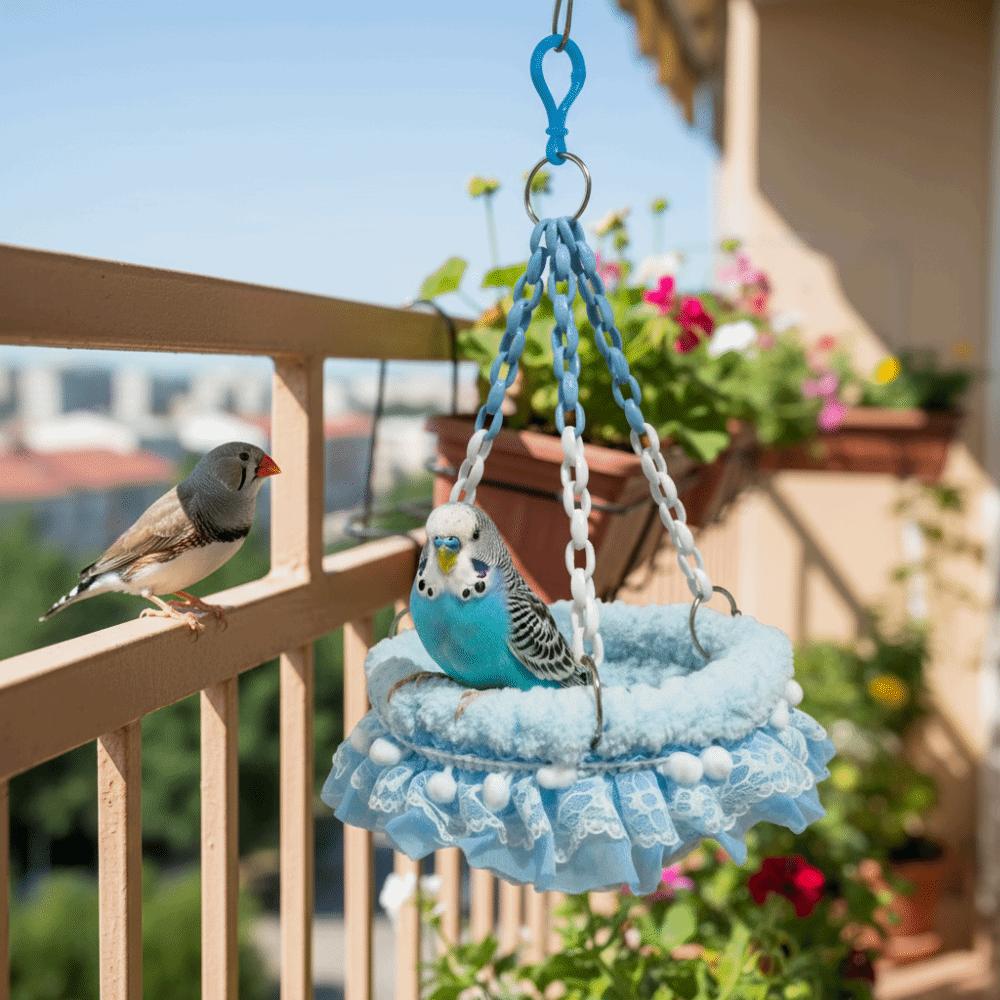 Vielseitige Verdickte Papageiennestschaukel Atmungsaktiv Gemütlich Papageiennesthaus Bonbonfarbe Warm Vogelkäfig Hängematte Herbst Winter