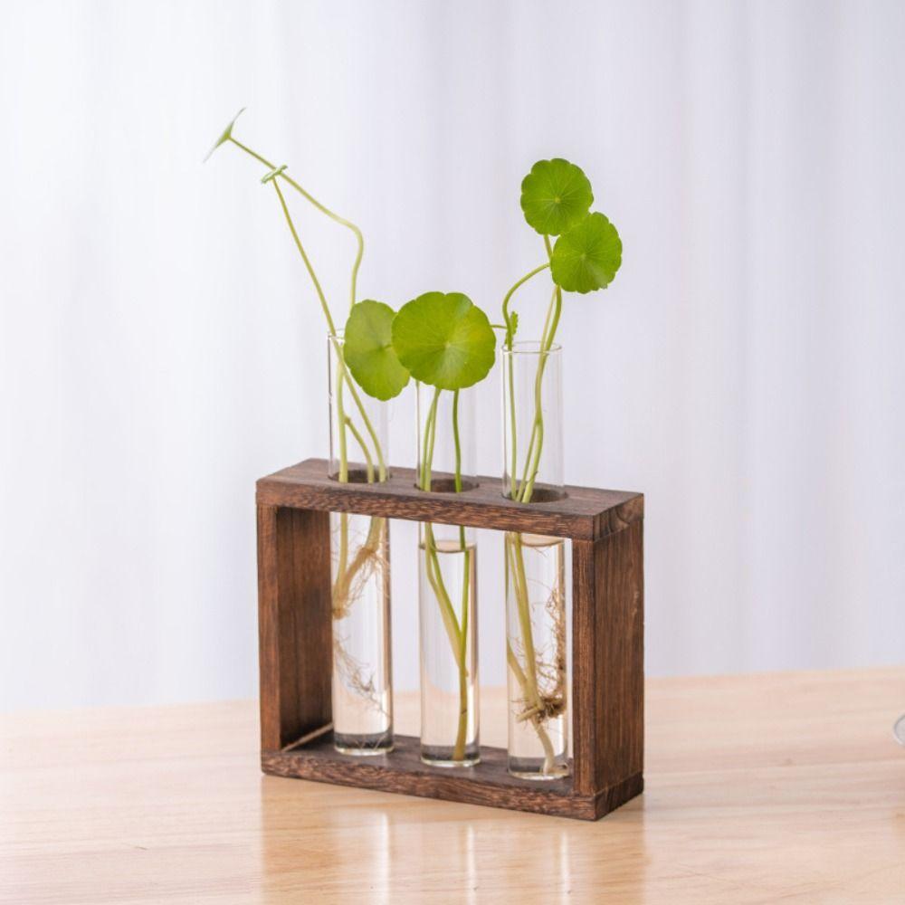 Creative Hydroponic Wood Frame Wall Mounted Tabletop Bonsai New Hydroponic Plants Container
