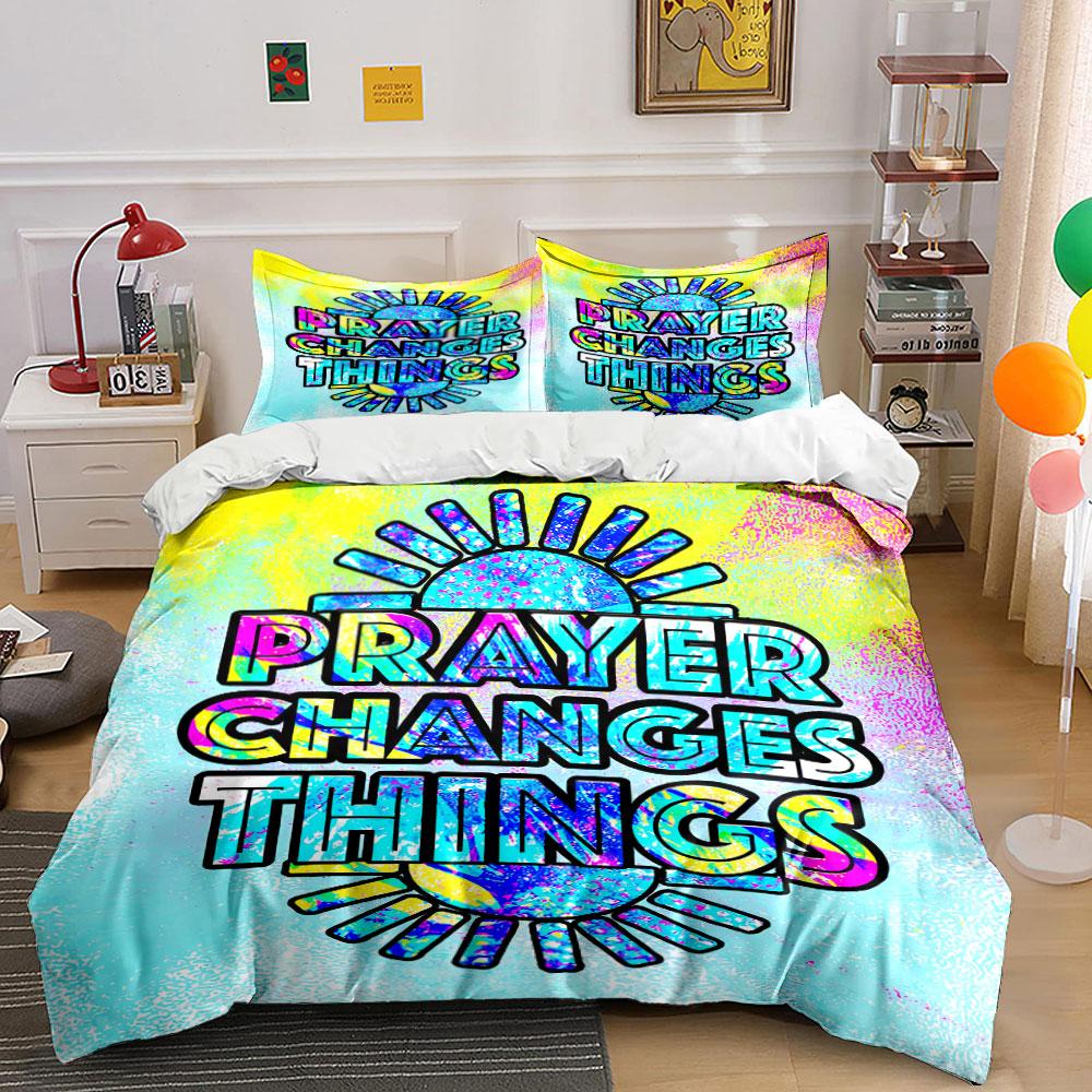 Prayer Changes Things Bedding Bedding Duvet Cover Set Duvet Cover Pillowcases (1 * Duvet Cover 2 * Pillowcases, without duvet insert) 135x200cm