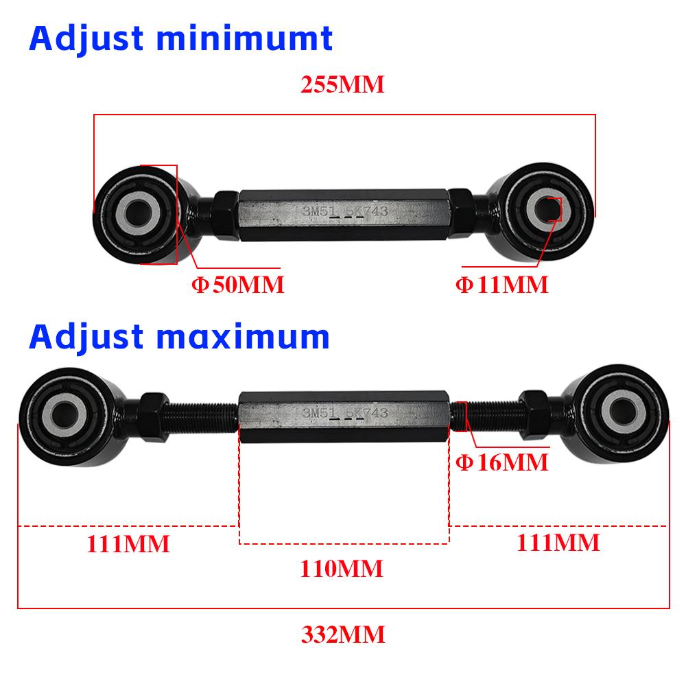 POKESS 2PCS Rear Suspension Tie Bar Link Control Arm For Ford Focus Mk2 MK3 2005-2014 Ford KUGA MK2 2013-2019 Adjustable