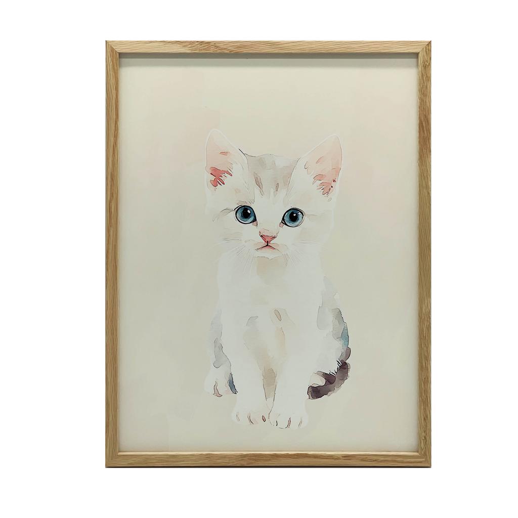 Plakat Kotek Na Beżowym Tle Plakat Kotek Na Beżowym Tle, 70X100 Cm, Rama Aluminiowa Czarna, Papier Matowy 230 Gsm