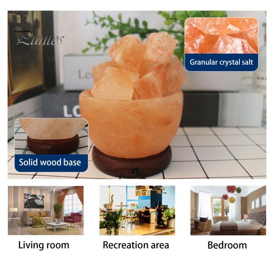 Night Light Romantic Glare Free Interesting Color Salt Lamp Changing Natural with Wooden Base Crystal