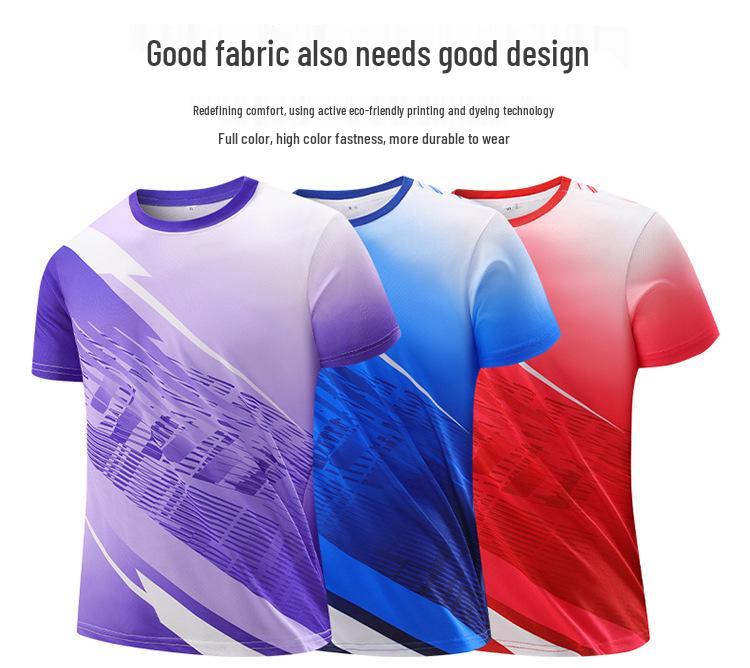 Men's and Children's Short Sleeve Sports Jersey for Badminton and Table Tennis - Summer Training and Competition Team Uniform
