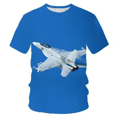 3D-Druck Flugzeug Kampfflugzeug Grafik T-Shirt für Herren Damen Sommer Freizeit Kurzarm T-Shirt Tops Kinder Jungen Mädchen Streetwear