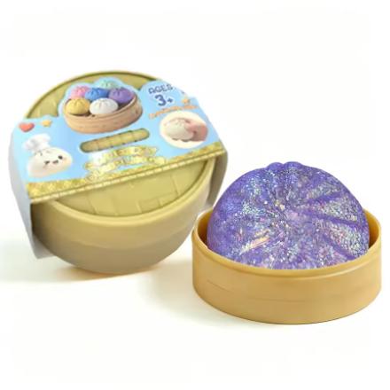 Random 1Pcs Realistic Dumpling Squeeze Toy With Bamboo Steamer Soft Tpr Dough Ball Decompression Fidget Toy Creative Funny Gift