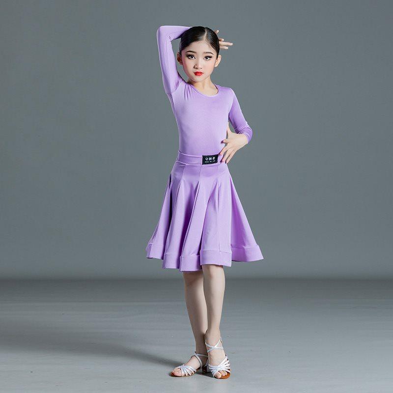Children's Latin Dance Dress Girls' Dance Practice Dress Latin Dance Dress Long Sleeve Competition Split Dress