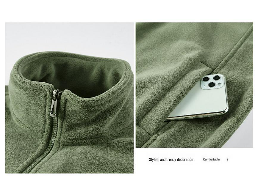 Men's Trendy Fleece Stand Collar Cardigan Jacket