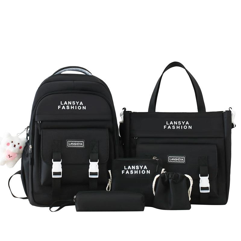 5Pcs/set Backpack For Student School Bags For Girls Teenager Schoolbag Kawaii Book Bags Pencil Case Women Travel Backpack Tote