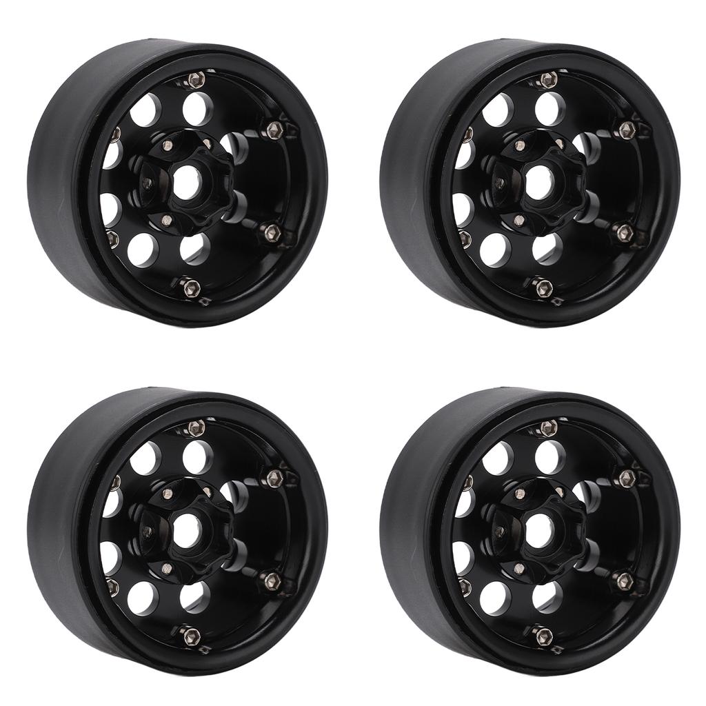 4pcs 1.9 Inch RC Metal Beadlock 8 Round Hole Wheel Rim Hubs for Axial SCX10 90046 RC 110 CarBlack