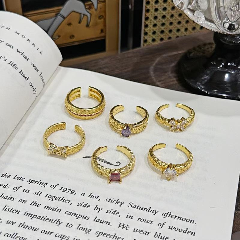 Medieval Fashion Butterfly Zircon Wheat Ear Ring Women'S Italian Brushed Craftsmanship Light Luxury Super Fairy Temperament Ring