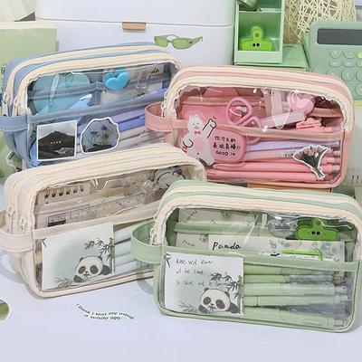 Minimalist Transparent Large-capacity Pencil Case Portable Five-layer Classified Storage Pencil Bags Multi-functional Stationery