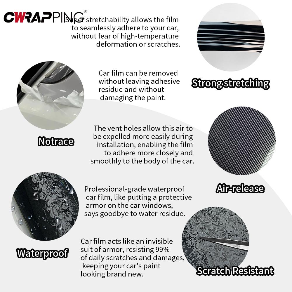 Car Sticker Glossy Matte Protective Films Ghost Black Silver Sheet Cabinet Door Handles Computer Laptop Furniture DIY Stickers