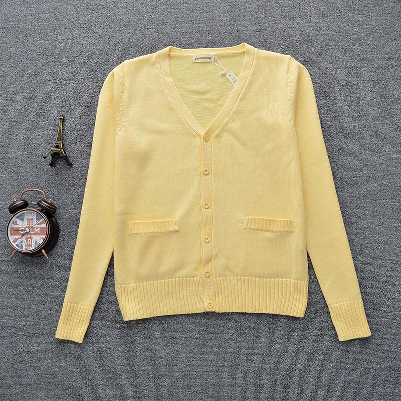 JK Uniform COS V-Neck Long Sleeve Cardigan: Japanese 7-Needle Thickened Sweater In Stock.
