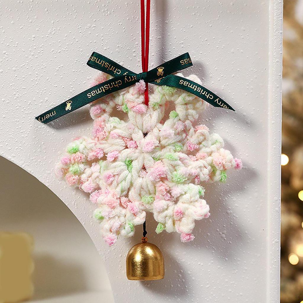 Christmas Crocheted Snowflake with Metal Bell Tree Decoration