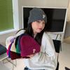 White plum color embroidery P letter knitted wool hat autumn and winter warm cold hat with ins fashion single item multi-color