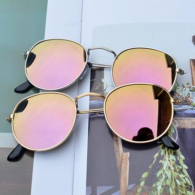 New Ladies Sunglasses Retro Round Frame Sunglasses Colorful Reflective Men Driving Fishing Sunglasses.