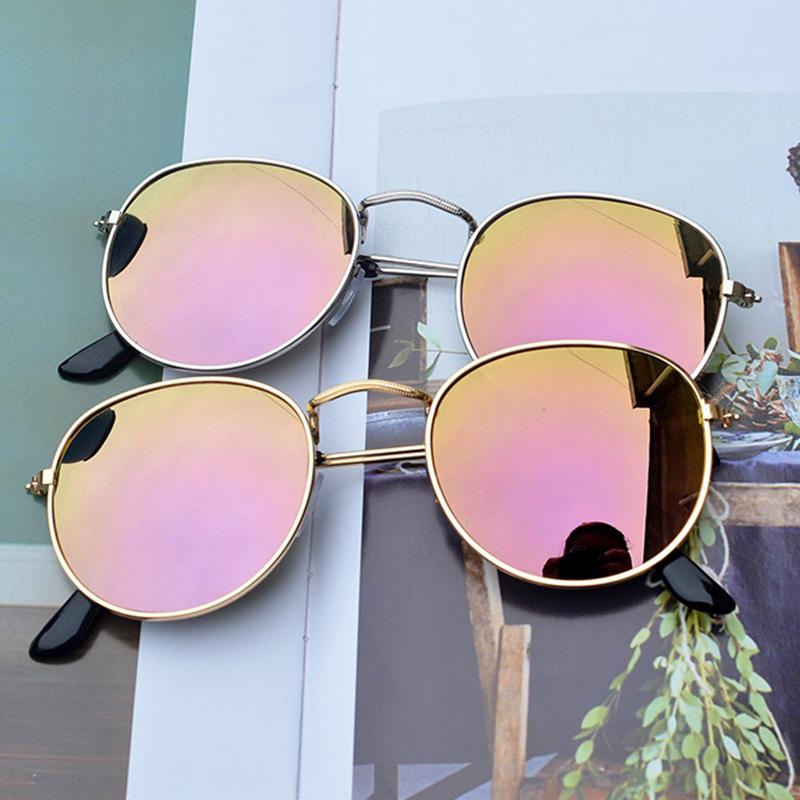 New Ladies Sunglasses Retro Round Frame Sunglasses Colorful Reflective Men Driving Fishing Sunglasses.