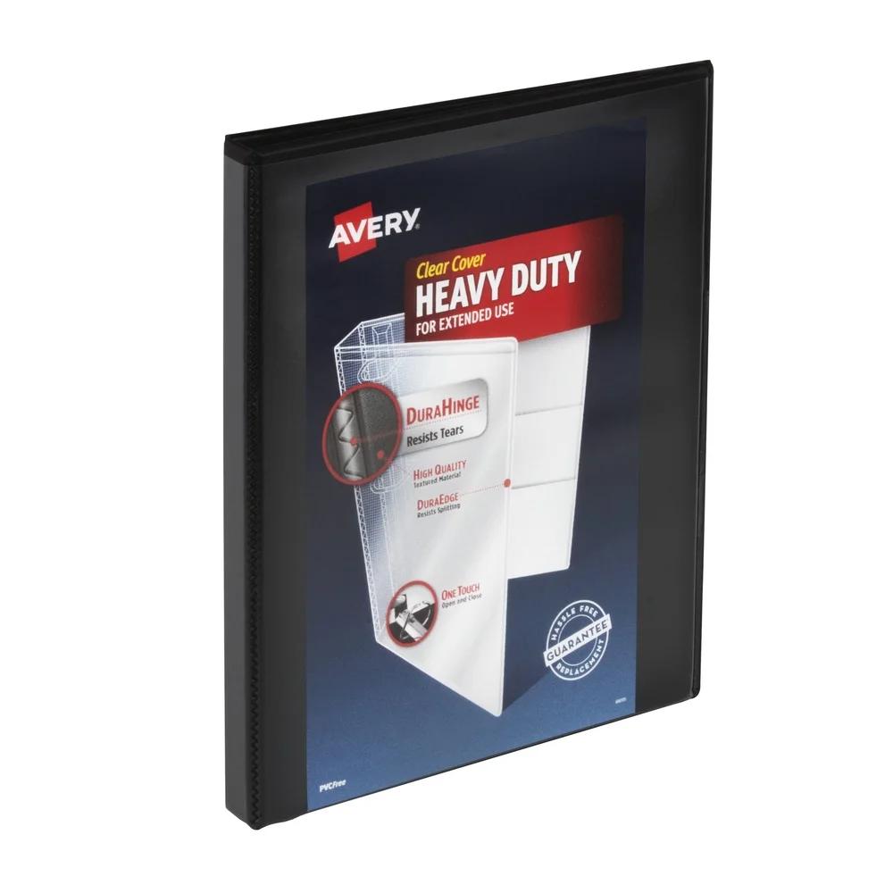 Heavy Duty View Binder 0.5 Inch One Touch Slant Rings 135 Sheet Capacity Black Binder DuraHinge DuraEdge Four Pockets School