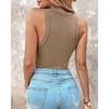 Women Round Neck Solid Color Built In Bra Tank Top Sexy Casual Inner Outer Wear Camisole