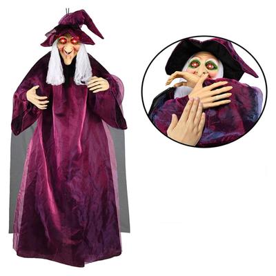 Witch Ghost Decor Horror Pendant Glowing Prank Props Electric Toys Haunted House Bar Club Home Festival Decoration Halloween