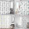 Leaf Geometric Pattern Peva Shower Curtain Waterproof Moldproof Divider Bathroom