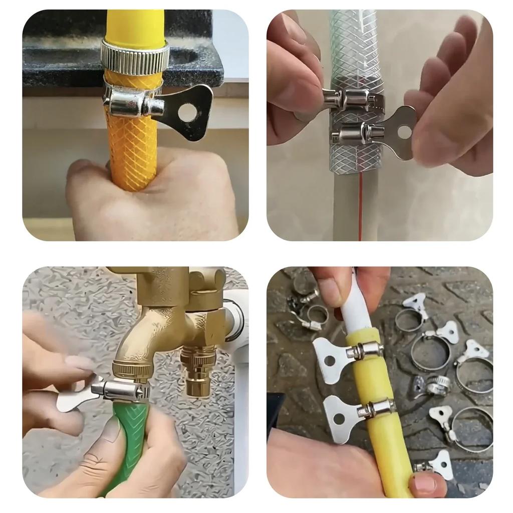 30pcs 13-19mm Worm Gear Hose Clips Stainless Steel Adjustable Handle Hose Clamps Fasteners For Faucet Water Pipes Pipeline Hardware