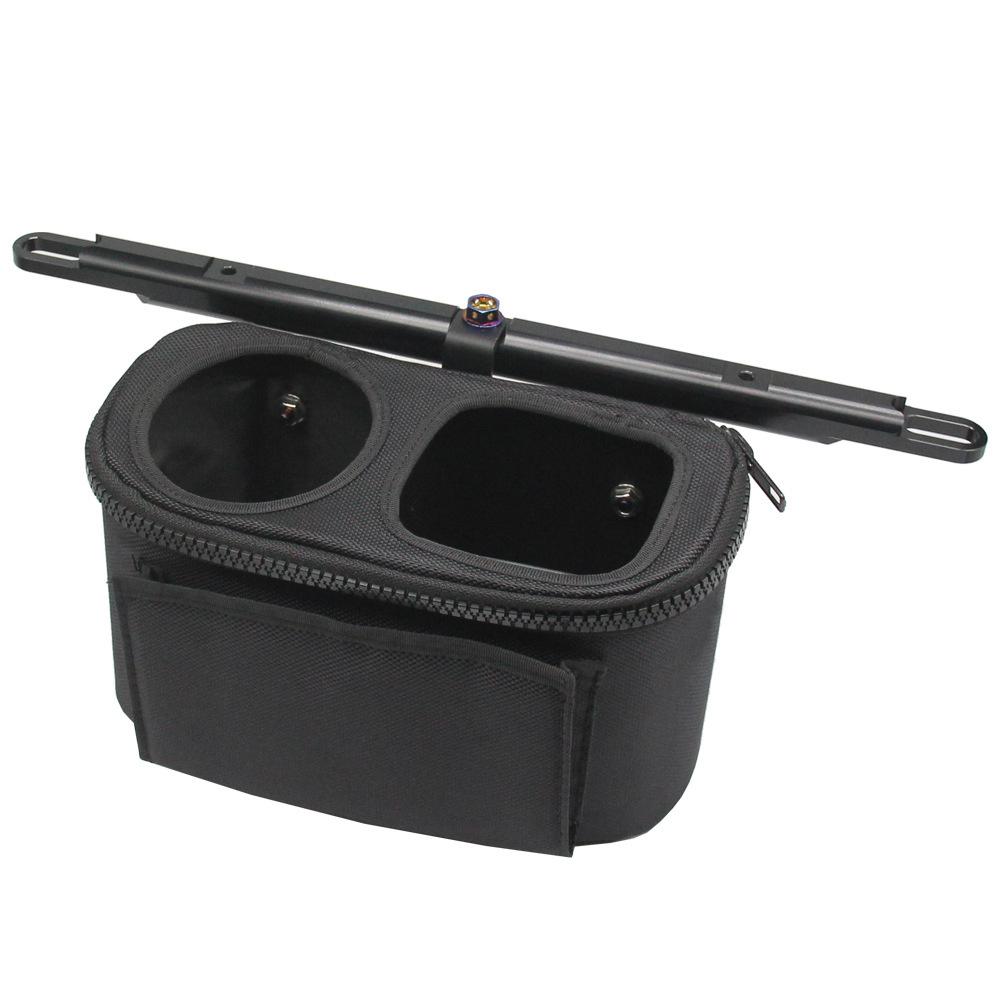 Motorcycle Front Handlebar Crossbar & Storage Bag Cup Holder & Back Plate Black