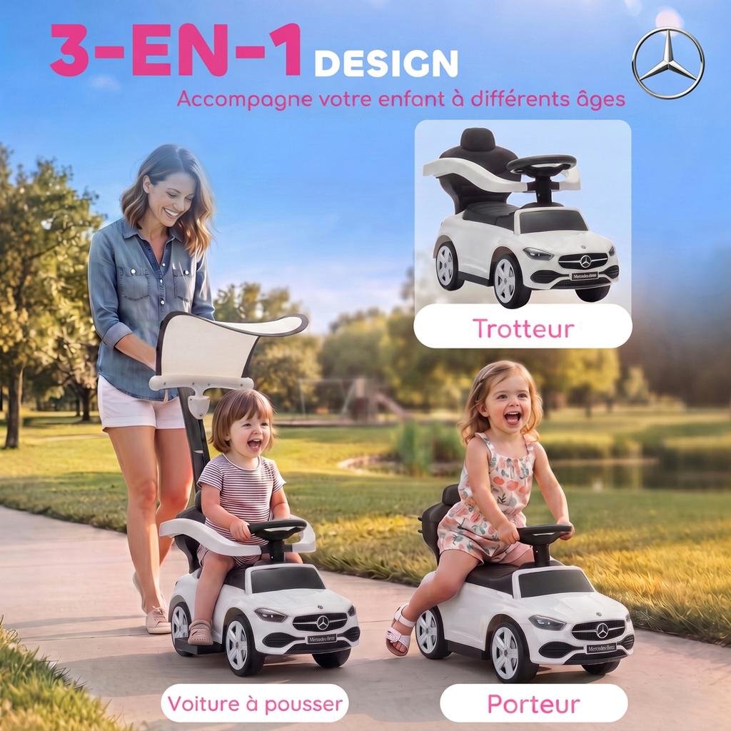 Licensed Mercedes-Benz Ride-On Toy for Children, 12-36 Months, White
