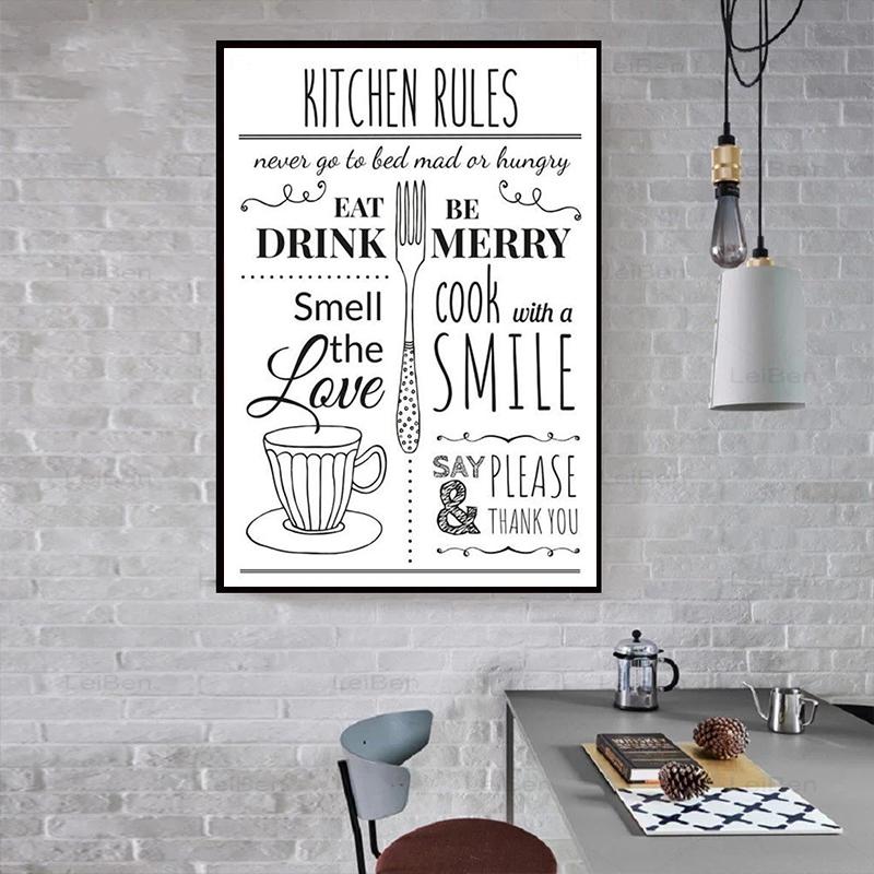 Kitchen Rules Illustration Canvas Art Poster Prints Kitchen Wall Art Decor Modern Minimalist Painting Picture Wall Decoration