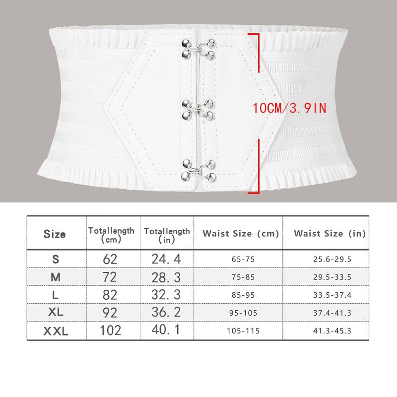 Levendige Drievoudige Gesp Elastische Tailleband Ruches Brede Riem - Elegante Decoratieve Jurk Gilet voor Vrouwen met Verstelbare Band XXL white