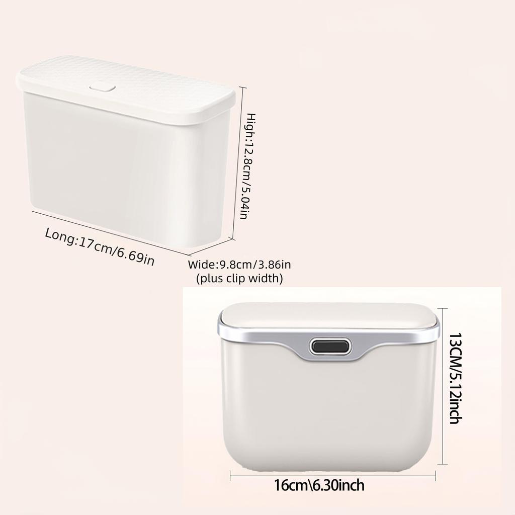 New Multifunctional Car Trash Can with Lid Button Hanging Storage Bin for Wet and Dry Use Car Interior Accessories Organizer Box