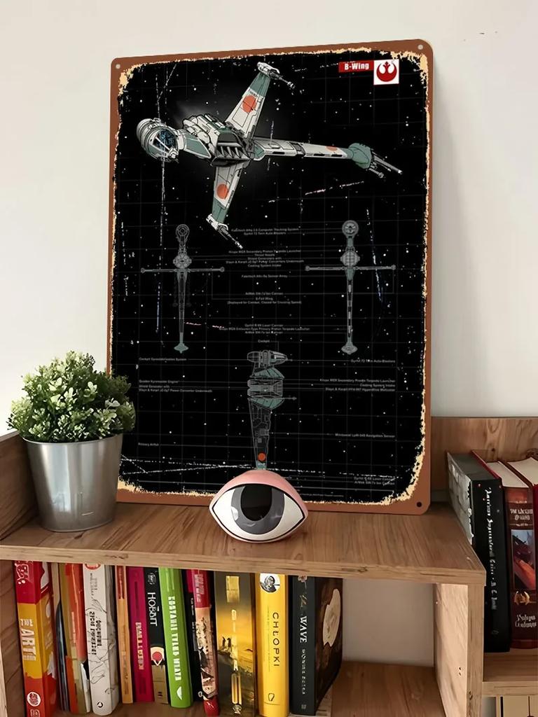B-Wing Blechschild Flugzeug Poster Vintage Innendekoration Benutzerdefinierte Metallschilder für Wandkunst Dekoration Bar Zubehör Raum