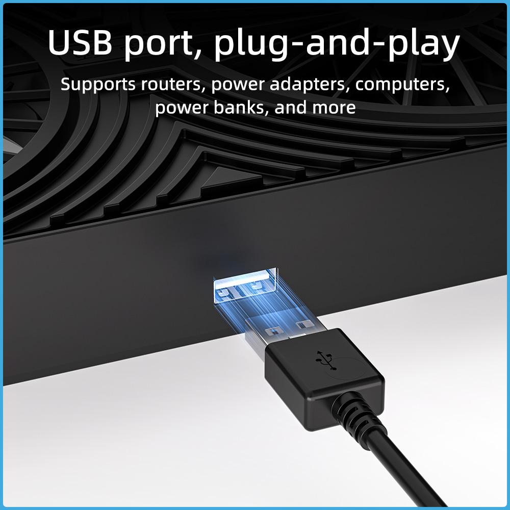 Router Cooling Stand Dual Fan USB Powered Silent Heat Dissipation Base for WiFi Router TV Box Set Top Box Modem Mini PC