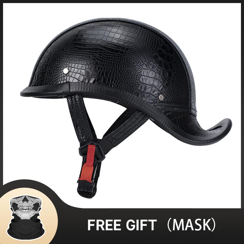 Special Crocodile Leather Breathable Men's Motorcycle Helmet Vintage Style Half Helmet Women's Abs Material Motorcycle