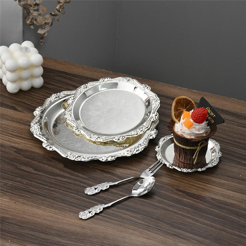 Retro Luxus Versilberte Teller Kuchen Dessert Tablett High Tea Snack Obstschale Schmuckaufbewahrung Tischdekor Haus El Zubehör