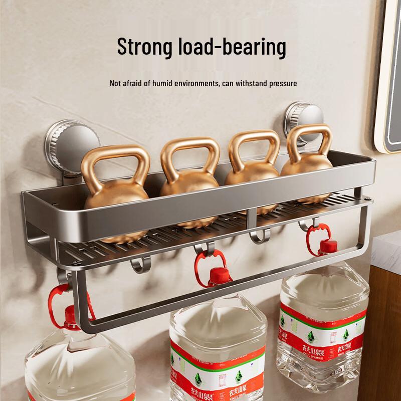 Weipeluo Double-Layer Bathroom Storage Shelf with Hooks and Rod