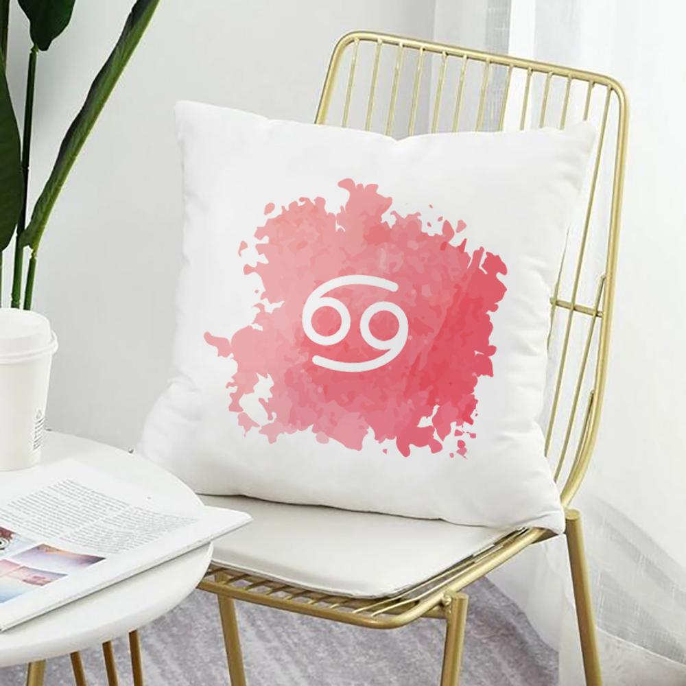 12 Constellations Polyester White Pillow Covers Simplicity Home Sofa Office Coffee Shop Backrest Decorative Pillows Pillowcase