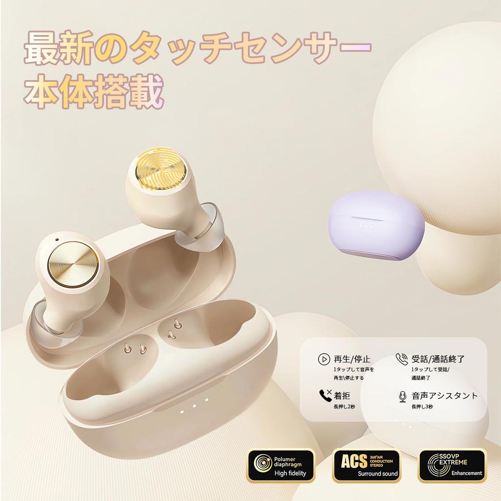 Wireless Bluetooth Sound 2025 Latest Bluetooth 4 Hours Playtime 50 Hours Total Fast Automatic Instant Fully Touch for and Sports Earbuds, Hi-Fi