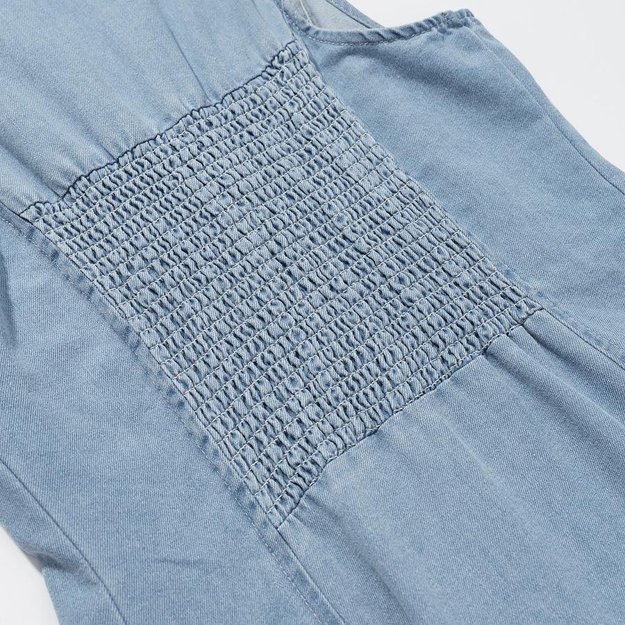 Women's Blue Sexy Button Denim Long Dress