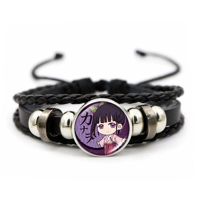 Anime Peripherie Demon Slayer Geflochtenes Armband Kamado Nezuko Zeitjuwel Glas Handgefertigt Ledergeflecht Paar-Armbänder