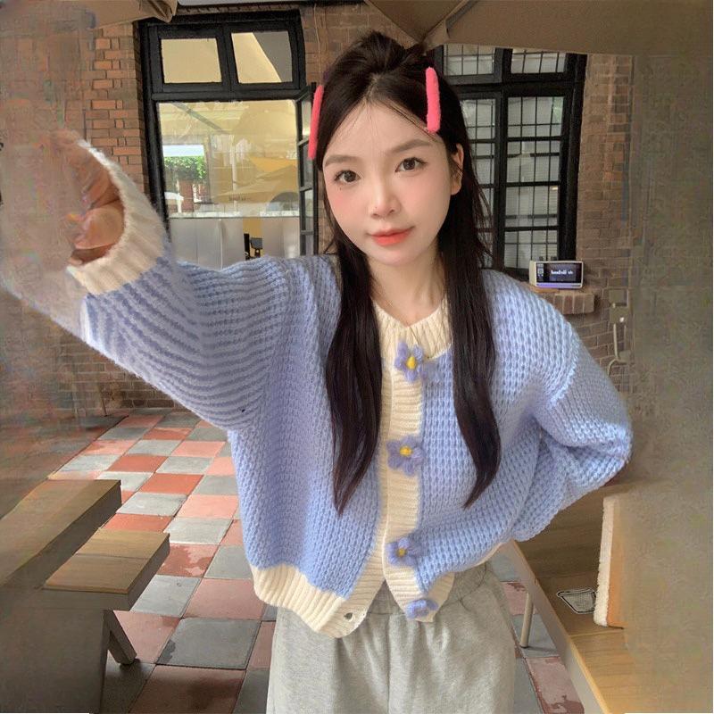 Women's Soft Chic French-Inspired Niche Knit Cardigan Jacket Spring Japanese Retro Lazy Vibe Sweater Outerwear